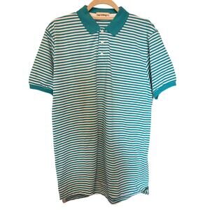 VTG 90's Gap Clothing Co Polo Shirt Short Sleeve XL Striped Teal White NOS